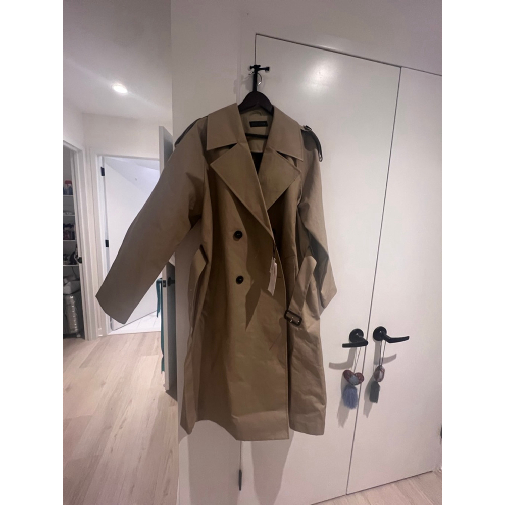 Zara Belted Topcoat | Tan Trench Coat | Size XL NWT Brown Beige - Picture 7 of 7